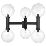 Laurent 6-Light Post Light with Round Fitter - Black / Clear Seedy