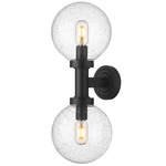 Laurent Outdoor 2-Light Wall Sconce - Black / Clear Seedy