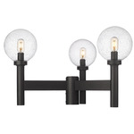 Laurent 3-Light Post Light with Round Fitter - Black / Clear Seedy
