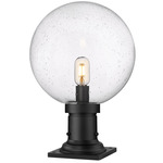 Laurent Outdoor Pier Light with Traditional Base - Black / Clear Seedy