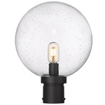 Laurent Outdoor Post Light with Round Fitter - Black / Clear Seedy