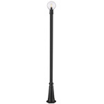Laurent Outdoor Post Light with Round Post/Hexagon Base - Black / Clear Seedy