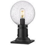 Laurent Outdoor Pier Light with Traditional Base - Black / Clear Seedy