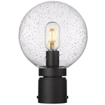 Laurent Outdoor Post Light with Round Fitter - Black / Clear Seedy