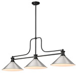 Melange Linear Pendant with Cone Metal Shades - Matte Black / Brushed Nickel