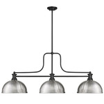 Melange Linear Pendant with Dome Metal Shades - Matte Black / Brushed Nickel