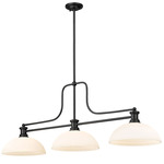 Melange Linear Pendant with Dome Glass Shades - Matte Black / Matte Opal