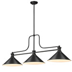 Melange Linear Pendant with Cone Metal Shades - Matte Black