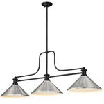 Melange Linear Pendant with Cone Metal Shades - Matte Black / Brushed Nickel