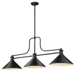 Melange Linear Pendant with Cone Metal Shades - Matte Black