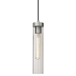 Beau Pendant - Brushed Nickel / Clear Ribbed