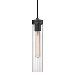 Beau Pendant - Matte Black / Clear Ribbed