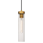 Beau Pendant - Rubbed Brass / Clear Ribbed