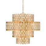 Dealey Tiered Chandelier - Heirloom Brass / Clear