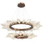 Rock Crystal Two Tier Radial Ring 3000K Pendant - Burnished Bronze / Chilled Amber