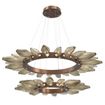 Rock Crystal Two Tier Radial Ring 3000K Pendant - Burnished Bronze / Chilled Bronze