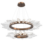 Rock Crystal Two Tier Radial Ring 3000K Pendant - Burnished Bronze / Chilled Clear