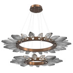 Rock Crystal Two Tier Radial Ring 3000K Pendant - Burnished Bronze / Chilled Smoke