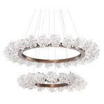 Blossom 3000K Two Tier Ring Chandelier - Burnished Bronze / Clear