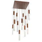 Axis 3000K Square Multi Light Pendant - Burnished Bronze / Clear