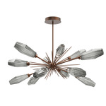 Aalto Oval Starburst Chandelier - Burnished Bronze / Optic Ribbed Smoke