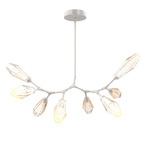 Aalto Linear 8 Light 3000K Modern Branch Chandelier - Metallic Beige Silver / Optic Ribbed Amber