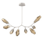 Aalto Linear 8 Light 3000K Modern Branch Chandelier - Metallic Beige Silver / Optic Ribbed Bronze