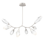 Aalto Linear 8 Light 3000K Modern Branch Chandelier - Metallic Beige Silver / Optic Ribbed Clear