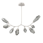 Aalto Linear Modern Branch Chandelier - Beige Silver / Optic Ribbed Smoke