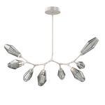 Aalto Linear 8 Light 3000K Modern Branch Chandelier - Metallic Beige Silver / Optic Ribbed Smoke