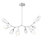 Aalto Linear 8 Light 3000K Modern Branch Chandelier - Classic Silver / Optic Ribbed Clear