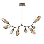 Aalto Linear 8 Light 3000K Modern Branch Chandelier - Flat Bronze / Optic Ribbed Bronze