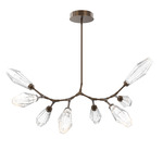 Aalto Linear Modern Branch Chandelier - Flat Bronze / Optic Ribbed Clear