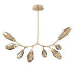 Aalto Linear 8 Light 3000K Modern Branch Chandelier - Gilded Brass / Optic Ribbed Bronze