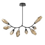 Aalto Linear 8 Light 3000K Modern Branch Chandelier - Matte Black / Optic Ribbed Bronze