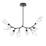 Aalto Linear 8 Light 3000K Modern Branch Chandelier - Matte Black / Optic Ribbed Clear