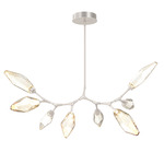 Rock Crystal Modern Branch Chandelier - Beige Silver / Chilled Amber
