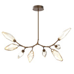 Rock Crystal Modern Branch Chandelier - Flat Bronze / Chilled Amber