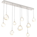 Gem Linear 9-Light Multi Light Pendant - Metallic Beige Silver / Amber