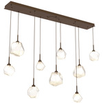 Gem Linear 9-Light Multi Light Pendant - Flat Bronze / Amber