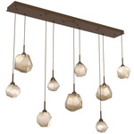 Gem Linear 9-Light Multi Light Pendant - Flat Bronze / Bronze