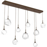 Gem Linear 9-Light Multi Light Pendant - Flat Bronze / Clear