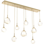 Gem Linear Multi Light Pendant - Gilded Brass / Amber