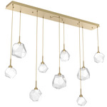 Gem Linear 9-Light Multi Light Pendant - Gilded Brass / Clear