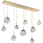 Gem Linear 9-Light Multi Light Pendant - Gilded Brass / Smoke