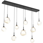 Gem Linear 9-Light Multi Light Pendant - Matte Black / Amber