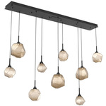 Gem Linear Multi Light Pendant - Matte Black / Bronze