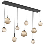 Gem Linear 9-Light Multi Light Pendant - Matte Black / Bronze