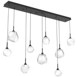 Gem Linear 9-Light Multi Light Pendant - Matte Black / Clear