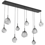 Gem Linear 9-Light Multi Light Pendant - Matte Black / Smoke